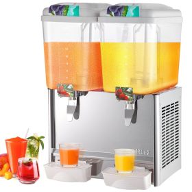 VEVOR Commercial Beverage Dispenser, 9.5 Gallon (36L), a 2-Tank Commercial Juice Dispenser, 18 Liters Per Tank, 110V, 300W