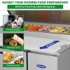 Orikool 44 IN Commercial Pizza Prep Table with a Built-in Refrigerator 11 Cu.Ft, Butcher Block Cutting Board, Protection Lid, Cold Storage