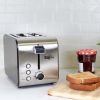 Total Chef 2 Slice Compact Toaster, Stainless Steel, Wide Slot, 7-Shades, Defrost, Reheat and Cancel Settings 800W