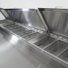 Orikool 93 IN Commercial Pizza Prep Table with a Built-in Refrigerator 30.8 Cu.Ft, Butcher Block Cutting Board, Protection Lid, Cold Storage