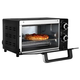 Total Chef 4 Slice Countertop Convection Toaster Oven, Stainless Steel Baking Rack and Pan, Black, 240-450°F, 1000W