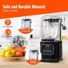 VEVOR Commercial Blender with Shield, Countertop Black Blender, 68 oz Glass Jar Blender Combo, 9 Speed & 5 Functions