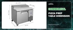 Orikool 44 IN Commercial Pizza Prep Table with a Built-in Refrigerator 11 Cu.Ft, Butcher Block Cutting Board, Protection Lid, Cold Storage