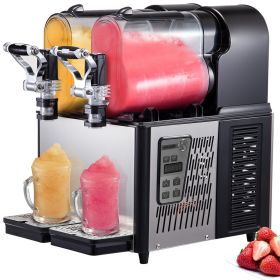 VEVOR Commercial Slushy Machine, 3L 2-Tank Slush Drink Maker, Frozen Drink Machine with Temperature Control, 340W
