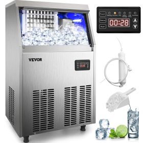 VEVOR 110V Commercial Ice Maker Machine 110LBS/24H with 44lbs Storage Capacity Stainless Steel Commercial Ice Machine