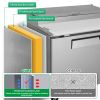 Orikool 44 IN Commercial Pizza Prep Table with a Built-in Refrigerator 11 Cu.Ft, Butcher Block Cutting Board, Protection Lid, Cold Storage