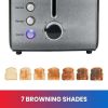 Total Chef 2 Slice Compact Toaster, Stainless Steel, Wide Slot, 7-Shades, Defrost, Reheat and Cancel Settings 800W