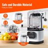 VEVOR Commercial Blender with Shield, Countertop White Blender, 68 oz Glass Jar Blender, 9 Speed & 5 Functions Blender