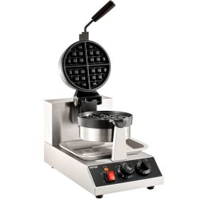 VEVOR Commerical Round Waffle Maker, 1300W, Rotatable Non-Stick Waffle Iron, 120V