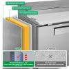 Orikool 67 IN Commercial Pizza Prep Table with a Built-in Refrigerator 20.3 Cu.Ft, Butcher Block Cutting Board, Protection Lid, Cold Storage