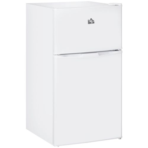 Double Door Mini Fridge with Freezer, 3.2 Cu.Ft Compact Refrigerator with Adjustable Shelf, Adjustable Thermostat and Reversible Door for Bedroom