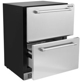 VEVOR 24" Undercounter Refrigerator, 2 Drawer Refrigerator/Freezer with Different Drawer Temperatures, 4.87 Cu. ft. Capacity