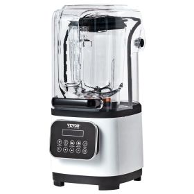 VEVOR Commercial Blender with Shield, Countertop White Blender, 68 oz Glass Jar Blender, 9 Speed & 5 Functions Blender