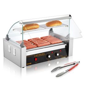 VEVOR Commercial Grade Hot Dog Roller, 7 Rollers, 18 Hot Dogs Capacity, 1050W Stainless Sausage Grill Cooker Machine with Dual Temp Control