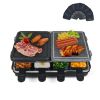 Dual Raclette Table Grill w Non-Stick Grilling Plate & Cooking Stone- 8 Person Electric Tabletop Cooker for Korean BBQ- Melt Cheese