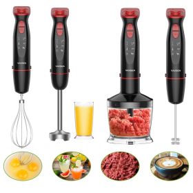 Vavsea Immersion Hand Blender, 12-Speed Multi-Function Handheld Stick Blender with Stainless Steel Blades, Chopper, Beaker, 1000W