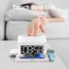Digital LED Alarm Clock For Bedrooms Fast Wireless Charger Station For Phone Earphones Smartwatch Detachable Portable Colorful Big Night Light USB Cha