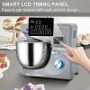 VEVOR 5-IN-1 Stand Mixer; 660W Tilt-Head Multifunctional Electric Mixer with 6 Speeds LCD Screen Timing, 7.4 Qt, Dough Hook