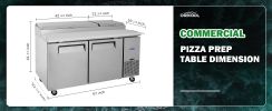 Orikool 67 IN Commercial Pizza Prep Table with a Built-in Refrigerator 20.3 Cu.Ft, Butcher Block Cutting Board, Protection Lid, Cold Storage