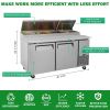 Orikool 67 IN Commercial Pizza Prep Table with a Built-in Refrigerator 20.3 Cu.Ft, Butcher Block Cutting Board, Protection Lid, Cold Storage