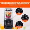 VEVOR Commercial Blender with Shield, Countertop Black Blender, 68 oz Glass Jar Blender Combo, 9 Speed & 5 Functions
