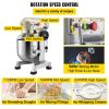 VEVOR Commercial Food Mixer, 15Qt, 850W, 3 Speeds Adjustable 113/184/341 RPM, Heavy Duty 110V with Stainless Steel Bowl