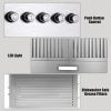 24 Inch Range Hood, Wall Mount Vent Hood in Stainless Steel with Ducted/Ductless Convertible Duct, 3 Speed Exhaust Fan, Energy Saving LED Light
