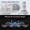 24 Inch Range Hood, Wall Mount Vent Hood in Stainless Steel with Ducted/Ductless Convertible Duct, 3 Speed Exhaust Fan, Energy Saving LED Light
