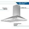 24 Inch Range Hood, Wall Mount Vent Hood in Stainless Steel with Ducted/Ductless Convertible Duct, 3 Speed Exhaust Fan, Energy Saving LED Light