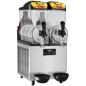 VEVOR Commercial Slushy Machine, 24L, 6.4Gal Two Bowls, 100 Cup Margarita Smoothie Frozen Drink Maker, 640W Stainless-Steel Margarita Machine