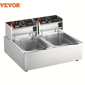 VEVOR Commercial Electric Deep Fryer 9.1Qt Countertop Deep Fryer Dual Detachable Tanks 1500W ea.