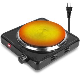 1500W Electric Single Burner Portable Heating Hot Plate Stove Countertop RV Hotplate with Non-Slip Rubber Feet (Power: 1500W, Color: Black)