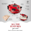 PSP005Cr Double Temperature Control Red Pizza Machine 1200W Portable Pizza Machine 12 inch Electric pizza oven 450¬∞C