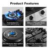 Gas Cooktop 12 Inch, Bulit-in Propane Stove 2 burner, Stainless Steel /Tempered Glass Gas Stove Top, 2 Burner Propane Cooktop