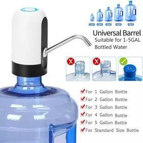 Water Bottle Electric Automatic Universal Dispenser 5 Gallon USB Water Dispenser Automatic Drinking Water Bottle Electric Water Bottle Pump (Color: White)