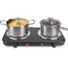 2000W Electric Double Burner Portable Coil Heating Hot Plate Stove Countertop RV Hotplate with Non-Slip Rubber Feet